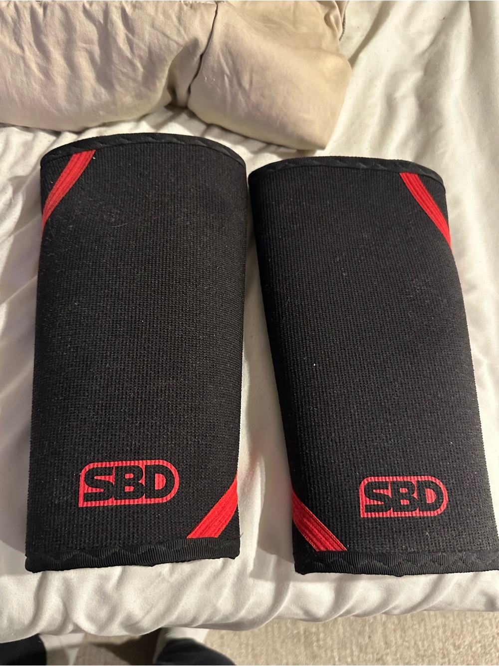 SBD Black Knee Sleeves with Red Accents - Pair
